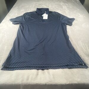 NWT Graham Luxe Golf Polo Sz Large Violet White Dots Short Sleeve Lennox GL1021